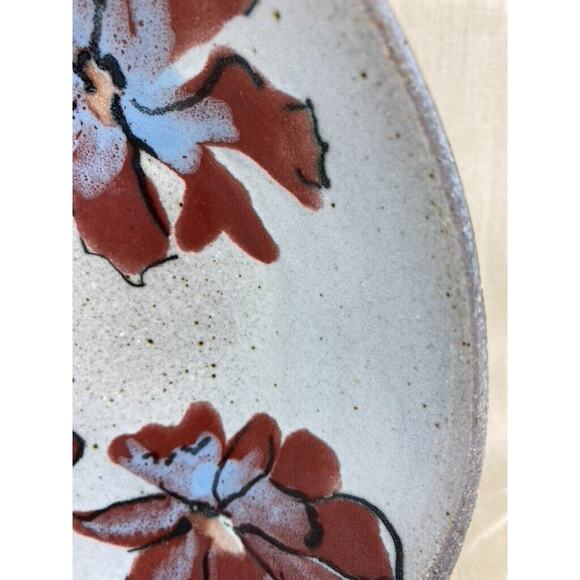 Hand Painted Hand Turned Ceramic Glazed Bowl Stamped 10 in - Picture 2 of 7